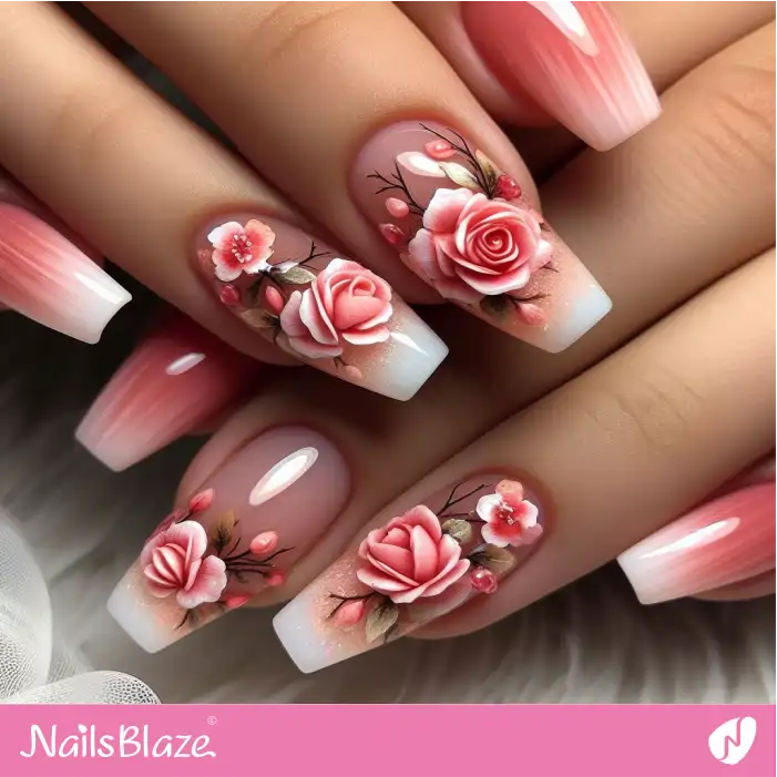 Peach Fuzz Flower Nail Design | Color of the Year 2024 - NB1729